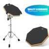 12Inch Practice Drum Pad Stand Set Adjustable Double Sided Drum Pad and Stand Set Silent for Real Feel Practice Drumming