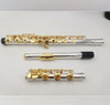 New Flute 471H 17 Hole Closed GL w/SILVER Plated Head, GOLD Features Student Transverse Flauta Obturator C Key With E Key