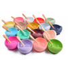 7pcs/set Baby Tableware Soft Silicone Sucker Bowl Plate Cup Bibs Spoon Fork Sets Non-slip Children's Feeding Dishes BPA Free