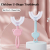 2-12 Ages Toddler Children Teeth Cleaning U Shaped Baby Kid Toothbrush 360 Degree Soft Silicone Brush Head with Wall-mounted