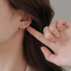 Gold Color Metal Fashion Korean Pearl Earrings For Women Sparkling Zircon Pendant Drop Clip Earrings Wedding Party Jewelry Gifts