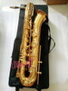 Real Shot New Professional Baritone Saxophone gold Lacquer E Flat With Case And Mouthpiece Free Shipping