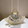 Retro Pearl handbag shell-shaped women's Dinner Bag European and n retro cross-bag hollow fan bag evening bag