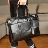 New men's bag brand leather briefcase Business office laptop bag large capacity men's bag pure black portable men's bag