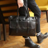 New men's bag brand leather briefcase Business office laptop bag large capacity men's bag pure black portable men's bag