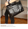 New men's bag brand leather briefcase Business office laptop bag large capacity men's bag pure black portable men's bag