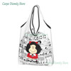 Vintage Mafalda Manga Grocery Shopping Bags Kawaii Shopper Tote Shoulder Bags Big Capacity Portable Quino Comic Cartoon Handbag