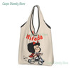 Vintage Mafalda Manga Grocery Shopping Bags Kawaii Shopper Tote Shoulder Bags Big Capacity Portable Quino Comic Cartoon Handbag