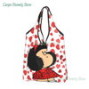 Vintage Mafalda Manga Grocery Shopping Bags Kawaii Shopper Tote Shoulder Bags Big Capacity Portable Quino Comic Cartoon Handbag
