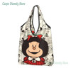 Vintage Mafalda Manga Grocery Shopping Bags Kawaii Shopper Tote Shoulder Bags Big Capacity Portable Quino Comic Cartoon Handbag