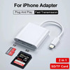 3 in 1 SD TF Memory Card Reader for Apple iPhone 14 13 12 11 15 Pro Max XS XR USB Camera OTG Adapter for iPad Laptop Cardreader