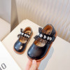Student Single Shoes Girls' Fashion Brown Lightweight Outdoor Shoes 2023 New Children's Girls' Lace Princess Leather  Shoes