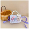 Children Wallet New Small Bag Cute Girl Classic Coin Purse Tweed Handbag Flower Beading Princess Kid Money Bag Baby Shoulder Bag