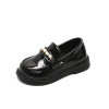 Girls Leather Shoes for School Party Wedding Kids Black Loafers Slip-on Children Flats Fashion British Style Pearls Beading New
