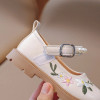 Girls Embroidery Princess Shoes 2023 Spring and Autumn Soft Bottom Children's Baby Leather Shoes Little Girl Shallow Mouth Shoes