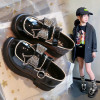 Children‘s Leather Shoes Rhinestone bowkont Girls Party Flats Kids Loafers 2023 New Arrival Student Princess Performance Shoes