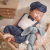 Ylsteed Newborn Boy Photography Outfit Baby Little Gentlman Suit Infant Shooting Suspender Overall with Casquette and Bow Tie