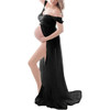 Women Pregnancy Fashion Solid Color Long Dress Summer Maternity Dresses for Photo Shoot Photography Props