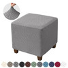 T Jacquard Ottoman Cover Elastic Spandex Stool Covers Square Footrest Covers All-inclusive Stretch Footstool Slipcovers Home