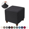 T Jacquard Ottoman Cover Elastic Spandex Stool Covers Square Footrest Covers All-inclusive Stretch Footstool Slipcovers Home