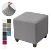 Square Elastic Ottoman Stool Cover Jacquard Stretch Footstool Slipcovers All-inclusive Dust Footrest Covers for Living Room Pouf