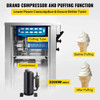 VEVOR 2200W Pre-cooling Commercial Soft Ice Cream Machine 3 Flavors Snack Shop Cafe 2+1 Flavors Vertical Soft Ice Cream Machine