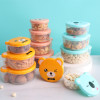 4pcs Food Storage Cartoon Bear 164/260/396/570ML Microwave For Kids Sushi Fruit Snack Picnic Kitchen ContainerBento Lunch Box