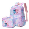 2pcs Lilo Stitch Multi Pocket Backpack with Lunch Bag Rucksack Casual School Bags for Women Student Teenagers Sets