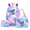 3pcs Disney Lilo Stitch Colorful Backpack with Lunch Bag for Women Student Teenagers Rucksack Casual School Bags Sets