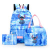 3pcs Disney Lilo Stitch Colorful Backpack with Lunch Bag for Women Student Teenagers Rucksack Casual School Bags Sets