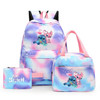 3pcs Disney Lilo Stitch Colorful Backpack with Lunch Bag for Women Student Teenagers Rucksack Casual School Bags Sets