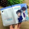 Cute Oshi No Ko Hoshino Akuamarin Short PU Folding Wallet Button Purse with Zipper Layer Coin Bag