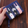 Women's Short Three Fold Purse Cute Cartoon Three Cats Purse Simple Zipper Change Purse Money Clip
