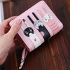 Women's Short Three Fold Purse Cute Cartoon Three Cats Purse Simple Zipper Change Purse Money Clip