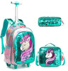 School Wheeled backpack for girls School Trolley Bag with wheels with lunch bag set Children Rolling backpack Luggage Bag Wheels