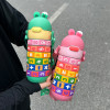 430ML Kids Stainless Steel Straw Thermos Mug With Case Cartoon Leak-Proof Vacuum Flask Children Thermal Water Bottle Thermocup