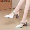 Smirnova 2022 Size 34-43 New Patent Leather Women Sandals Fashion Slip On Square High Heels Shoes Ladies Summer Dress Shoes