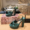Pink Bowknot Platform Sandals Women Lovely High Chunky Heels Open Toe Satin Shoes Ladies Luxury Summer Luxury Velvet Sandals