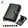 Customized Rfid Card Holder Wallet Men Name Laser Engraver Carbon Fiber Leather Slim Thin Smart Wallet Minimalist Wallet Gift
