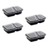 20pcs 1000ml Disposable Meal Prep Containers 2-compartment Food Storage Box Microwave Safe Lunch Boxes (Black, with Lid)