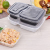 20pcs 1000ml Disposable Meal Prep Containers 2-compartment Food Storage Box Microwave Safe Lunch Boxes (Black, with Lid)