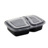 20pcs 1000ml Disposable Meal Prep Containers 2-compartment Food Storage Box Microwave Safe Lunch Boxes (Black, with Lid)