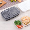 20pcs 1000ml Disposable Meal Prep Containers 2-compartment Food Storage Box Microwave Safe Lunch Boxes (Black, with Lid)