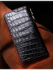 Custom-tailor Handmade Men Genuine Leather Card Holder Alligator Color Zipper Wallets Clutch Vegetable Tanned Leather Wallet