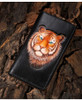 High-end customization Genuine Leather Wallets Carving Tiger Bag Purses Men Long Clutch Vegetable Tanned Leather Wallet Gift