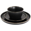 Paul 16 Piece Stoneware Dinnerware Set in Matt Black with Gold Rim Dish Set