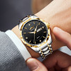 LANMSOM Brand Fashion Quartz Watch for Men Luxury Stainless Steel Waterproof Luminous Week Date Mens Watches Relogio Masculino