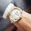 LANMSOM Brand Fashion Quartz Watch for Men Luxury Stainless Steel Waterproof Luminous Week Date Mens Watches Relogio Masculino