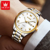 OLEVS Brand Men's Quartz Watch Stainless Steel Waterproof Luminous Fashion Strap Business Men's Quartz Wristwatch Gold Watch