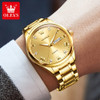 OLEVS Brand Men's Quartz Watch Stainless Steel Waterproof Luminous Fashion Strap Business Men's Quartz Wristwatch Gold Watch